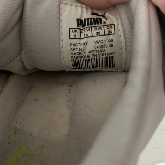 Y2K Puma Mostro Leather Sneakers Strap White Gray Yellow Sole Slip On Womens 7.5 - Picture 8 of 8